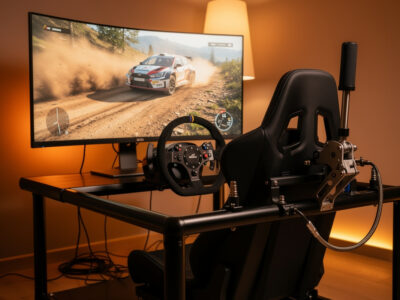 Sim racing shifter and handbrake guide