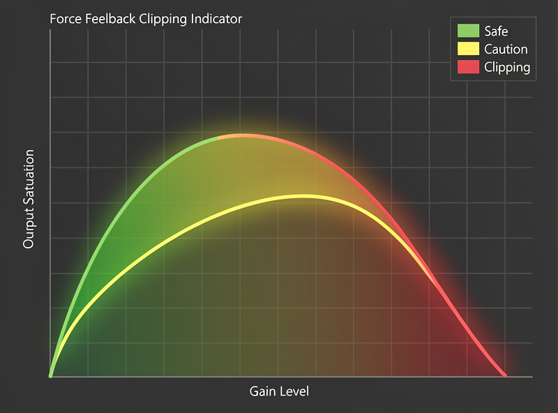 Force feedback gain and clipping visualization graph