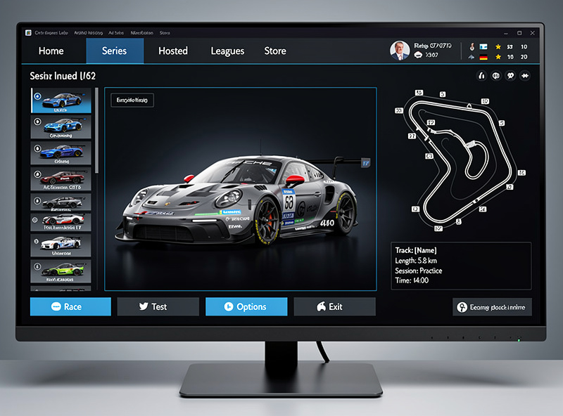 iRacing software interface showing lobby and track selection