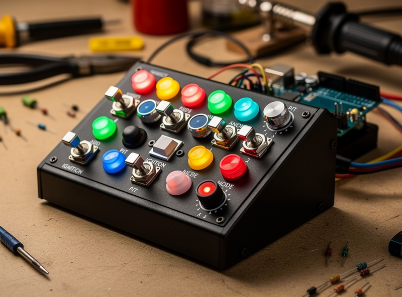 Arduino-based sim racing button box with toggle switches