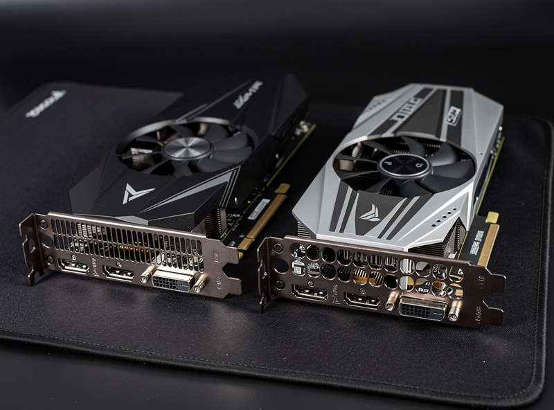 Two GPU graphics cards side by side for comparison