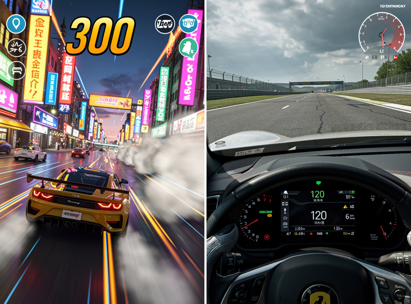 Comparison of arcade racing versus realistic car simulator physics