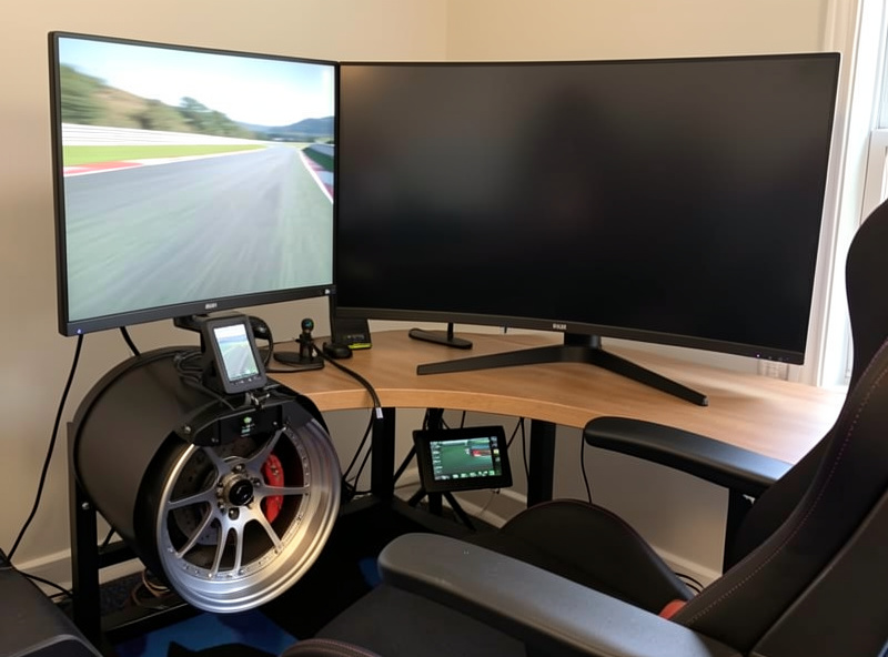 Direct-drive wheelbase with a formula rim set up for iRacing on a home sim cockpit