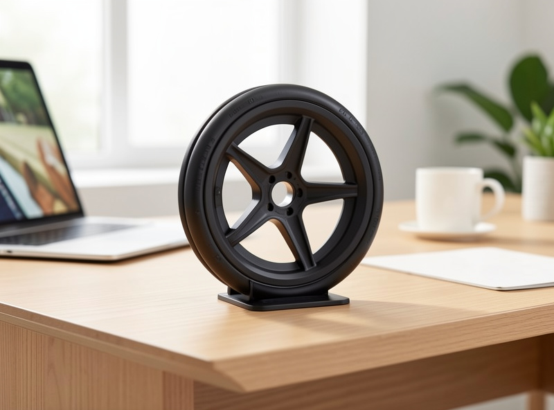 Entry-level direct-drive wheelbase with a wheel rim mounted on a home sim racing setup