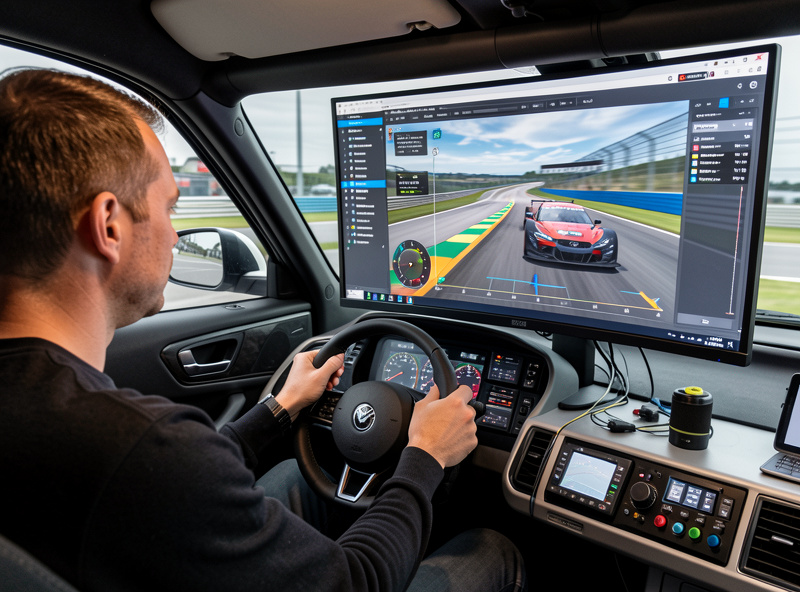 Driver comparing an iRacing lap against a faster reference lap on a data analysis platform