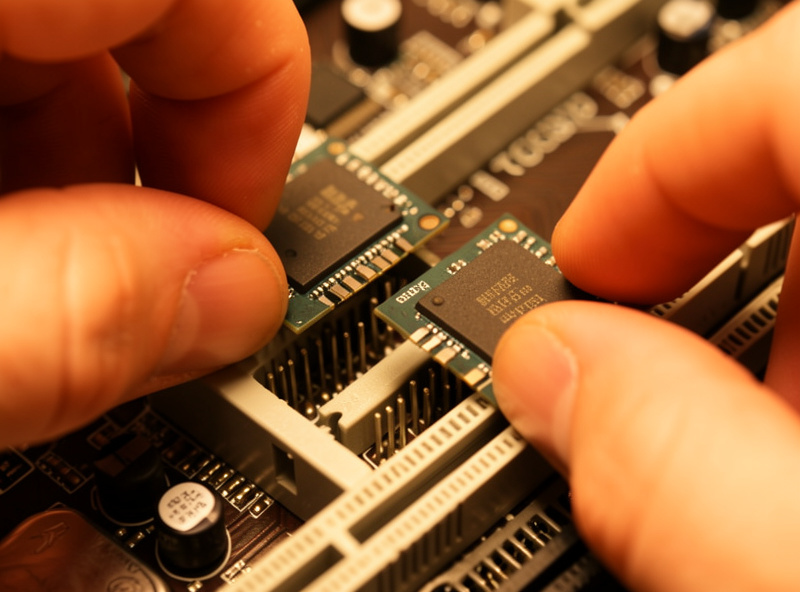 Two RAM modules being installed into a motherboard for a sim racing PC