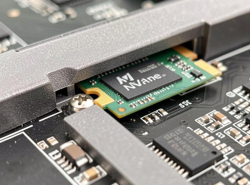 An NVMe SSD installed on a motherboard M.2 slot for fast sim racing load times