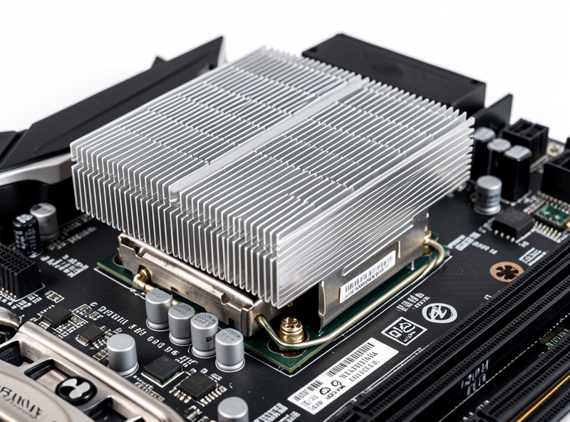 Close-up of a CPU and large air cooler installed on a motherboard for a sim racing build