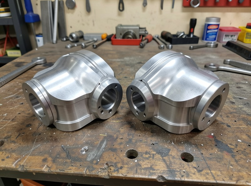 Simagic Alpha Mini and Alpha direct-drive wheelbases on a sim racing workbench