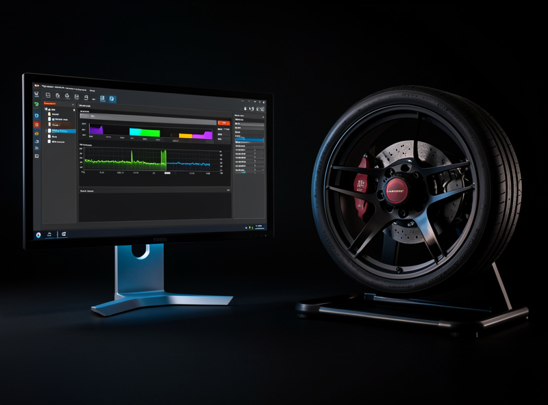 SimPro Manager tuning software open next to a Simagic direct-drive wheelbase