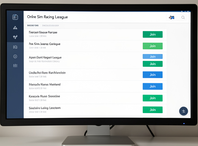 The iRacing league directory interface showing a list of available leagues to browse and join