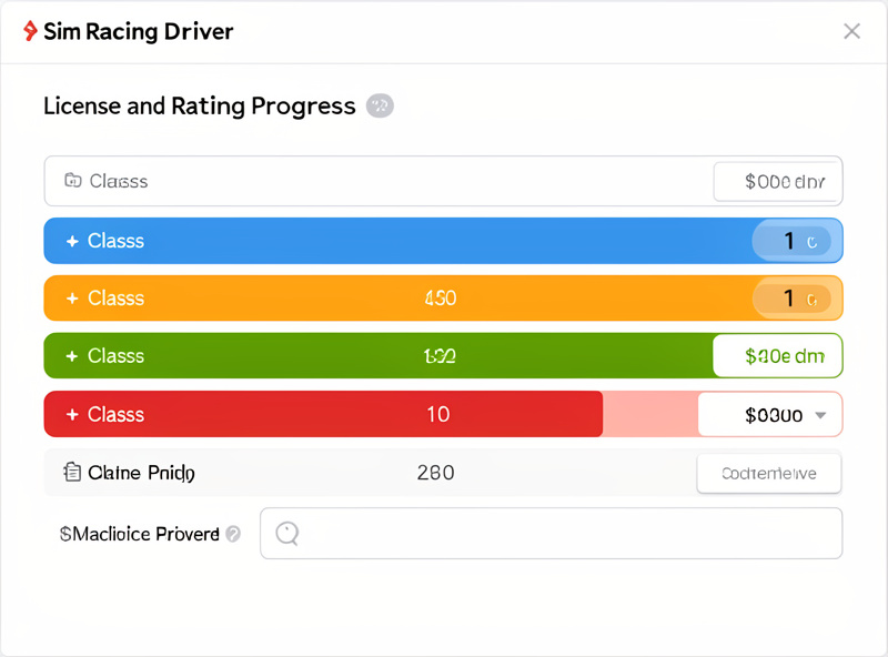 The iRacing license and safety rating progress bar shown on a driver profile screen with class colors