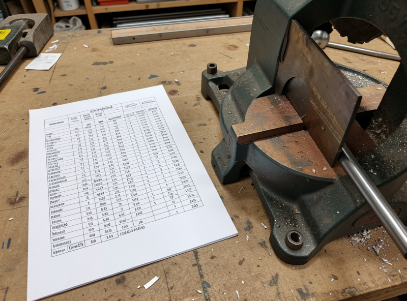 Printed cut list on paper next to a chop saw and steel tube ready to cut