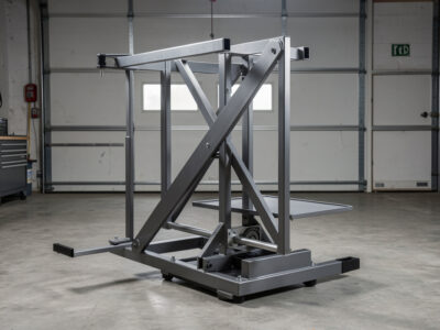 Steel sim rig with a diagonal brace added across the wheel-deck upright for triangulation
