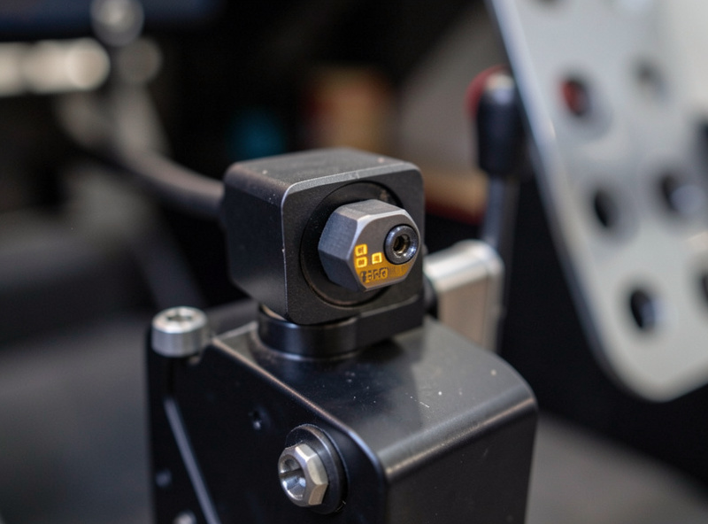 Macro of the load-cell sensor and calibration adjustment on a sim racing brake pedal
