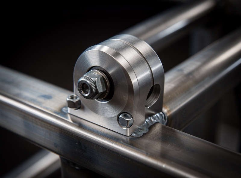 Direct-drive sim racing wheelbase housing bolted to a welded steel rig
