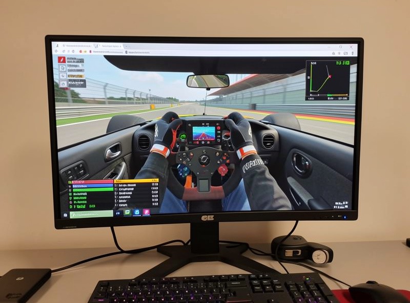 Sim racing FFB telemetry overlay on screen showing a clipping meter used to build a Simagic profile
